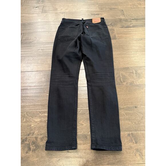 Levis 501 S Womens Black Denim Straight Leg BIG E Button Fly Jeans Size 24x28 - Picture 3 of 14